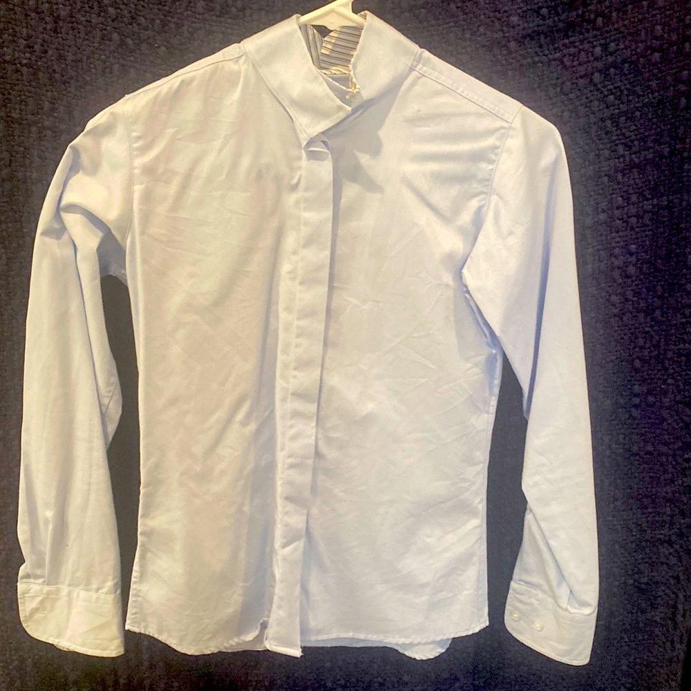 English riding show shirt - light blue.  Girls size 14. Excellent condition